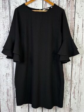 Soft Surroundings Black Principressa Dress Size Medium Ruffle Flounce Sleeve